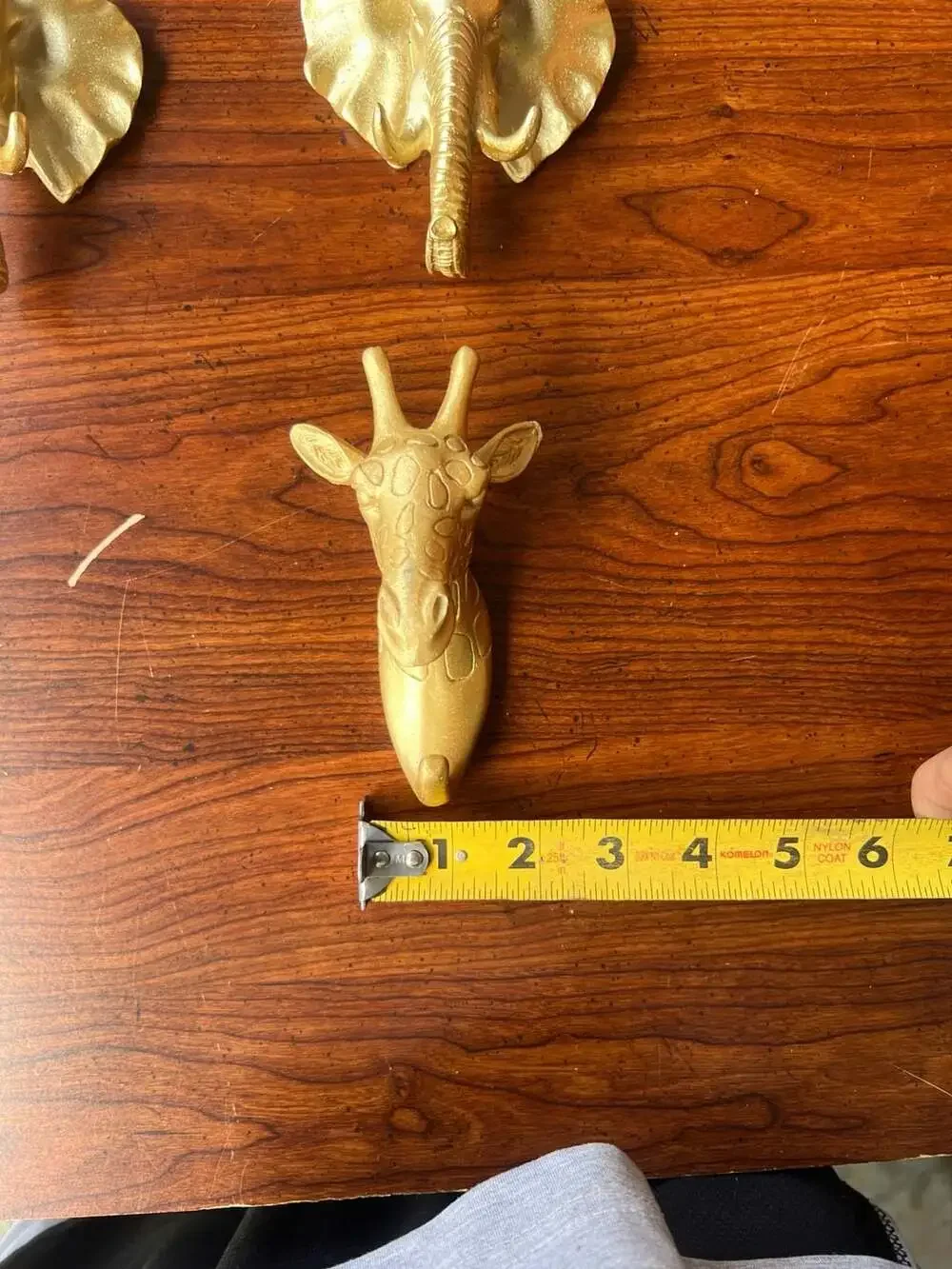 5-Piece Vintage Gold Safari Animal Wall Hook Set (Elephants & Giraffes)